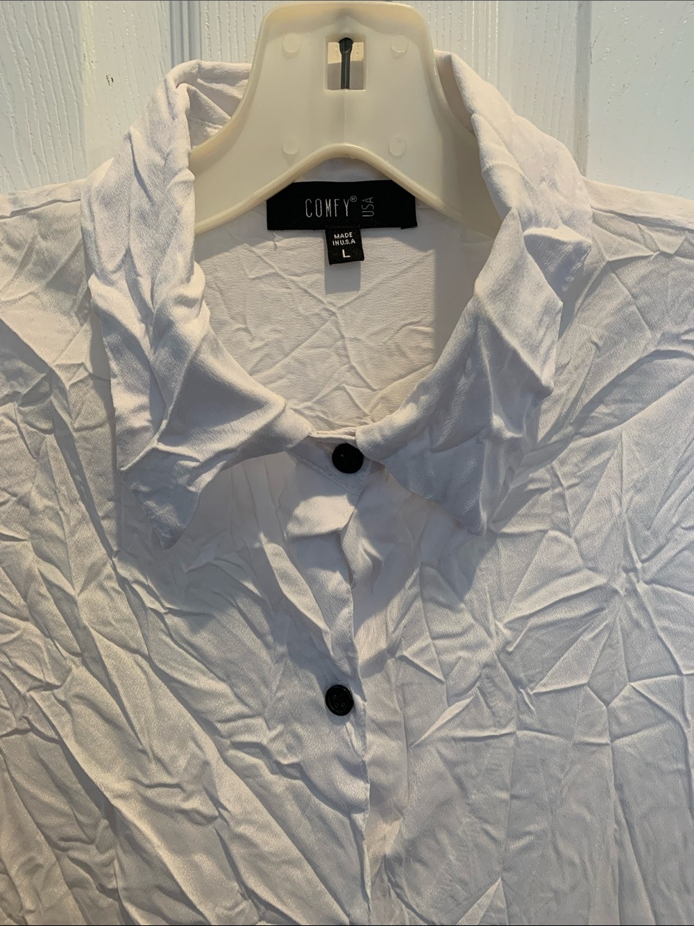 Comfy USA White Crinkle Tunic Size Large